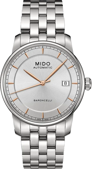 Buy Shop Mido Baroncelli III Automatic Silver Dial Silver Steel Strap Watch For Women - M7600.4.10.1 USA Online