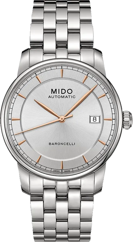 Buy Shop Mido Baroncelli III Automatic Silver Dial Silver Steel Strap Watch For Women - M7600.4.10.1 USA Online