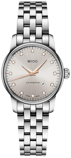 Buy Shop Mido Baroncelli III Automatic Silver Dial Silver Steel Strap Watch For Women - M7600.4.21.1 USA Online