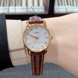 Buy Shop Mido Baroncelli III Automatic White Dial Brown Leather Strap Watch For Women - M7600.3.26.8 USA Online