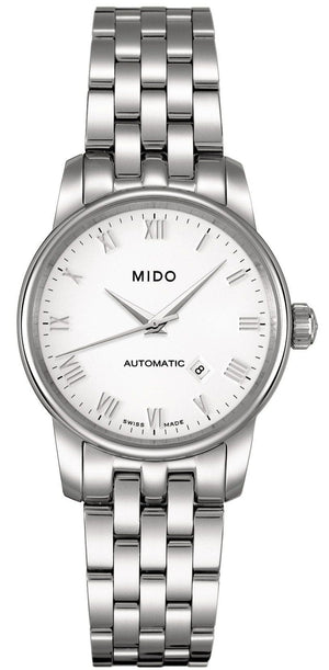 Buy Shop Mido Baroncelli III Automatic White Dial Silver Steel Strap Watch For Women - M7600.4.26.1 USA Online