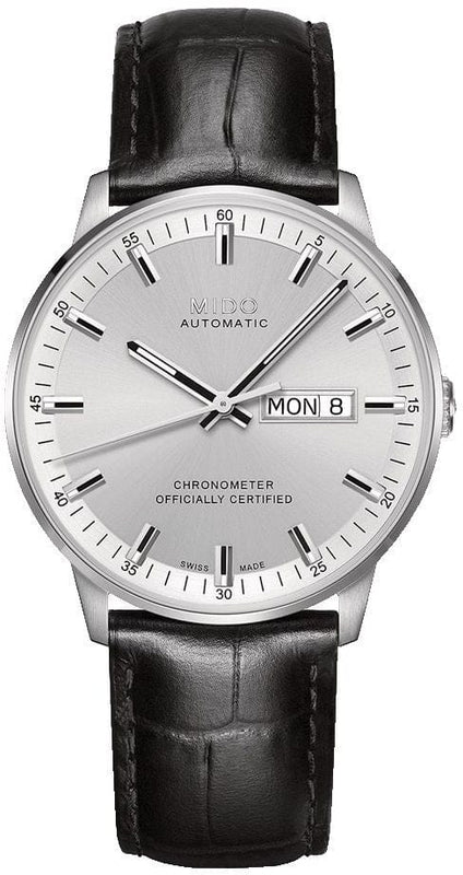Buy Shop Mido Comander II Automatic Chronometer Silver Dial Black Leather Strap Watch For Men - M021.431.16.031.00 USA Online