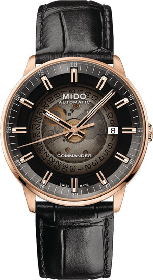 Buy Shop Mido Commander Automatic Black Dial Black Leather Strap Watch For Men - M021.407.36.411.00 USA Online