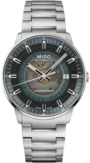 Buy Shop Mido Commander Automatic Gradient Blue Dial Silver Steel Strap Watch For Men - M021.407.11.411.01 USA Online
