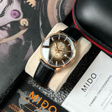 Mido Commander Automatic Black Dial Black Leather Strap Watch For Men - M021.407.36.411.00