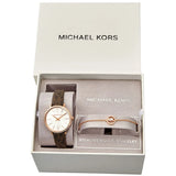 Buy Shop Michael Kors Pyper Quartz Silver Dial Brown Leather Strap Watch for Women - MK1036 USA Online