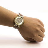 Buy Shop Michael Kors Catlin Champagne Dial Brown Leather Strap Watch for Women - MK2375 USA Online