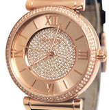 Buy Shop Michael Kors Catlin Rose Gold Crystal Dial Black Leather Strap Watch for Women - MK2376 USA Online