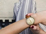 Buy Shop Michael Kors Whitley Quartz Gold Dial Brown Leather Strap Watch For Women - MK2428 USA Online