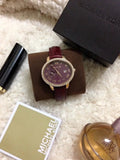 Buy Shop Michael Kors Whitley Quartz Burgundy Dial Burgundy Leather Strap Watch For Women - MK2430 USA Online