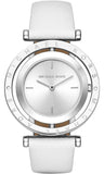 Buy Shop Michael Kors Averi Silver Dial White Leather Strap Watch for Women - MK2524 USA Online