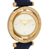 Buy Shop Michael Kors Averi Gold Dial Navy Blue Leather Strap Watch for Women - MK2526 USA Online