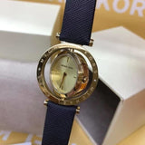Buy Shop Michael Kors Averi Gold Dial Navy Blue Leather Strap Watch for Women - MK2526 USA Online