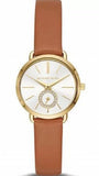 Buy Shop Michael Kors Portia Quartz White Dial Brown Leather Strap Watch For Women - MK2734 USA Online