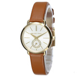 Buy Shop Michael Kors Portia Quartz White Dial Brown Leather Strap Watch For Women - MK2734 USA Online