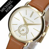 Buy Shop Michael Kors Portia Quartz White Dial Brown Leather Strap Watch For Women - MK2734 USA Online