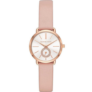 Buy Shop Michael Kors Petite Portia Silver Dial Pink Rubber Strap Watch For Women - MK2735 USA Online
