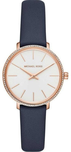 Buy Shop Michael Kors Pyper Analog White Dial Black Leather Strap Watch For Women - MK2804 USA Online
