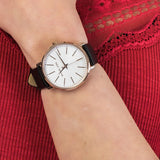 Buy Shop Michael Kors Pyper Quartz White Dial Black Leather Strap Watch For Women - MK2834 USA Online