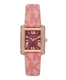 Buy Shop Michael Kors Emery Quartz Diamonds Red Dial Pink Leather Strap Watch For Women - MK2966 USA Online