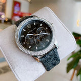 Buy Shop Michael Kors Tibby Chronograph Black Dial Black Leather Strap Watch For Women - MK2976 USA Online