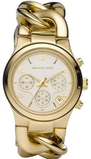Buy Shop Michael Kors Runway Twist Gold Dial Gold Stainless Steel Strap Watch for Women - MK3131 USA Online