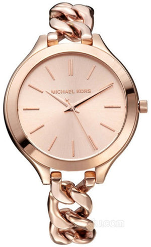 Buy Shop Michael Kors Slim Runway Rose Gold Dial Rose Gold Steel Strap Watch for Women - MK3223 USA Online