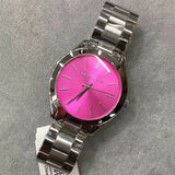 Buy Shop Michael Kors Slim Runway Quartz Pink Dial Silver Steel Strap Watch For Women - MK3291 USA Online