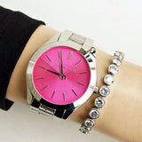 Buy Shop Michael Kors Slim Runway Quartz Pink Dial Silver Steel Strap Watch For Women - MK3291 USA Online