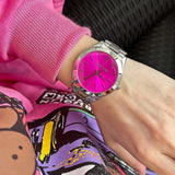 Buy Shop Michael Kors Slim Runway Quartz Pink Dial Silver Steel Strap Watch For Women - MK3291 USA Online
