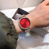 Buy Shop Michael Kors Darci Red DIal Rose Gold Stainless Steel Strap Watch for Women - MK3378 USA Online