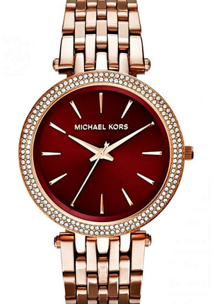 Buy Shop Michael Kors Darci Red DIal Rose Gold Stainless Steel Strap Watch for Women - MK3378 USA Online
