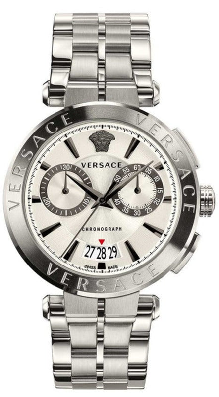 Buy Shop Versace Aion Chronograph White Dial Silver Steel Strap Watch for Men - VBR040017 USA Online