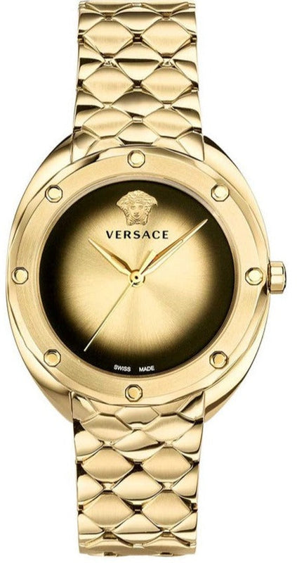 Buy Shop Versace Shadov Quartz Gold Dial Gold Steel Strap Watch for Women - VEBM00618 USA Online