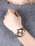 Buy Shop Michael Kors Hartman Quartz Gold Dial Gold Steel Strap Watch For Women - MK3490 USA Online