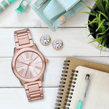 Buy Shop Michael Kors Hartman Rose Gold Dial Rose Gold Steel Strap Watch For Women - MK3491 USA Online