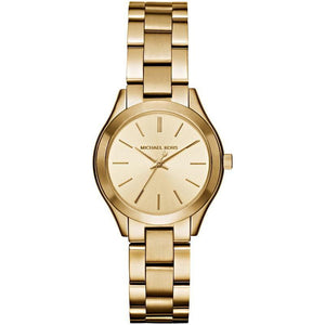 Buy Shop Michael Kors Mini Runway Slim Gold Dial Gold Steel Strap Watch for Women - MK3512 USA Online