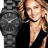 Buy Shop Michael Kors Mini Slim Runway Black Dial Black Steel Strap Watch for Women - MK3587 USA Online