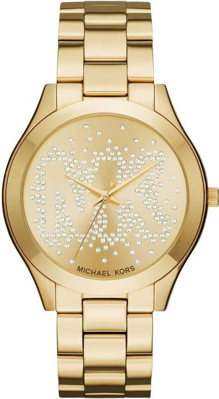 Buy Shop Michael Kors Slim Runway Gold Dial Gold Steel Strap Watch for Women - MK3590 USA Online