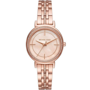 Buy Shop Michael Kors Cinthia Mother of Pearl Rose Gold Dial Rose Gold Steel Strap Watch for Women - MK3643 USA Online