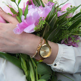 Buy Shop Michael Kors Jaryn Quartz Gold Dial Gold Steel Strap Watch For Women - MK3734 USA Online