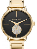 Buy Shop Michael Kors Portia Black Dial Gold Steel Strap Watch for Women - MK3788 USA Online