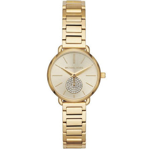 Buy Shop Michael Kors Portia Quartz Gold Dial Gold Steel Strap Watch For Women - MK3838 USA Online