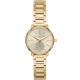 Buy Shop Michael Kors Portia Quartz Gold Dial Gold Steel Strap Watch For Women - MK3838 USA Online