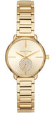 Buy Shop Michael Kors Portia Quartz Gold Dial Gold Steel Strap Watch For Women - MK3838 USA Online