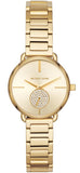 Buy Shop Michael Kors Portia Quartz Gold Dial Gold Steel Strap Watch For Women - MK3838 USA Online