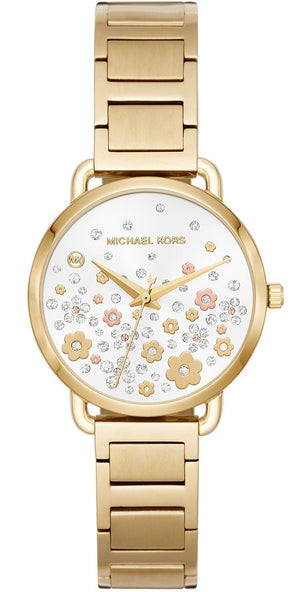 Buy Shop Michael Kors Portia Quartz White Dial Gold Steel Strap Watch for Women - MK3840 USA Online