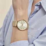 Buy Shop Michael Kors Pyper Quartz Gold Dial Gold Mesh Strap Watch For Women - MK4339 USA Online