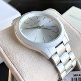 Buy Shop Michael Kors Slim Runway Silver Dial Silver Steel Strap Watch For Women - MK4502 USA Online