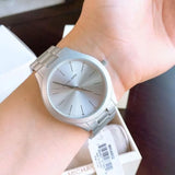 Buy Shop Michael Kors Slim Runway Silver Dial Silver Steel Strap Watch For Women - MK4502 USA Online